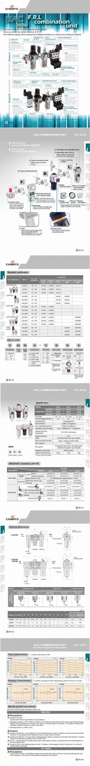 UAC20~40 (air filter + regulator + lubricator) Chanto