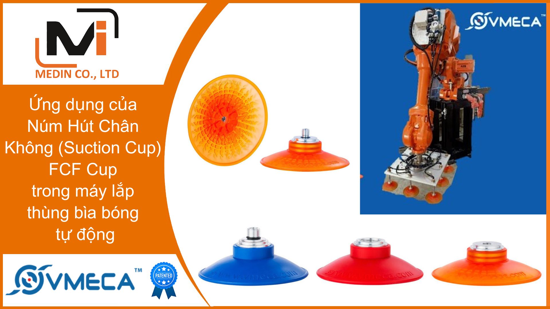 Ứng dụng của Núm Hút Chân Không (Suction Cup) FCF Cup trong máy lắp thùng bìa bóng tự động