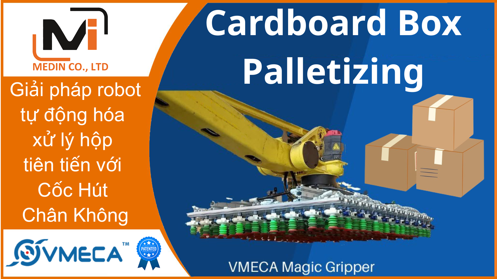 Giải pháp robot tự động hóa xử lý hộp tiên tiến với Cốc Hút Chân Không MC20D