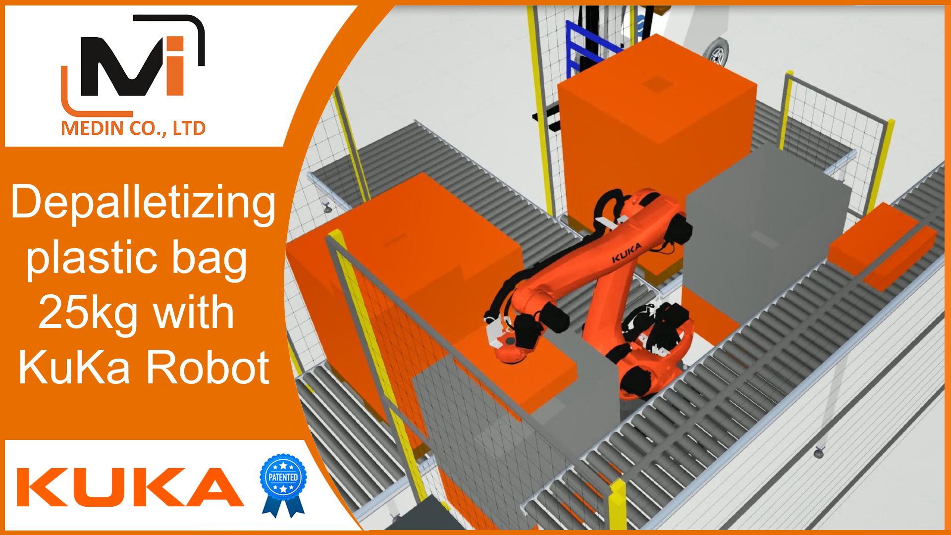 Tự động hoá quy trình tháo dỡ Pallet 25kg - Depalletizing plastic bag 25kg with KuKa Robot
