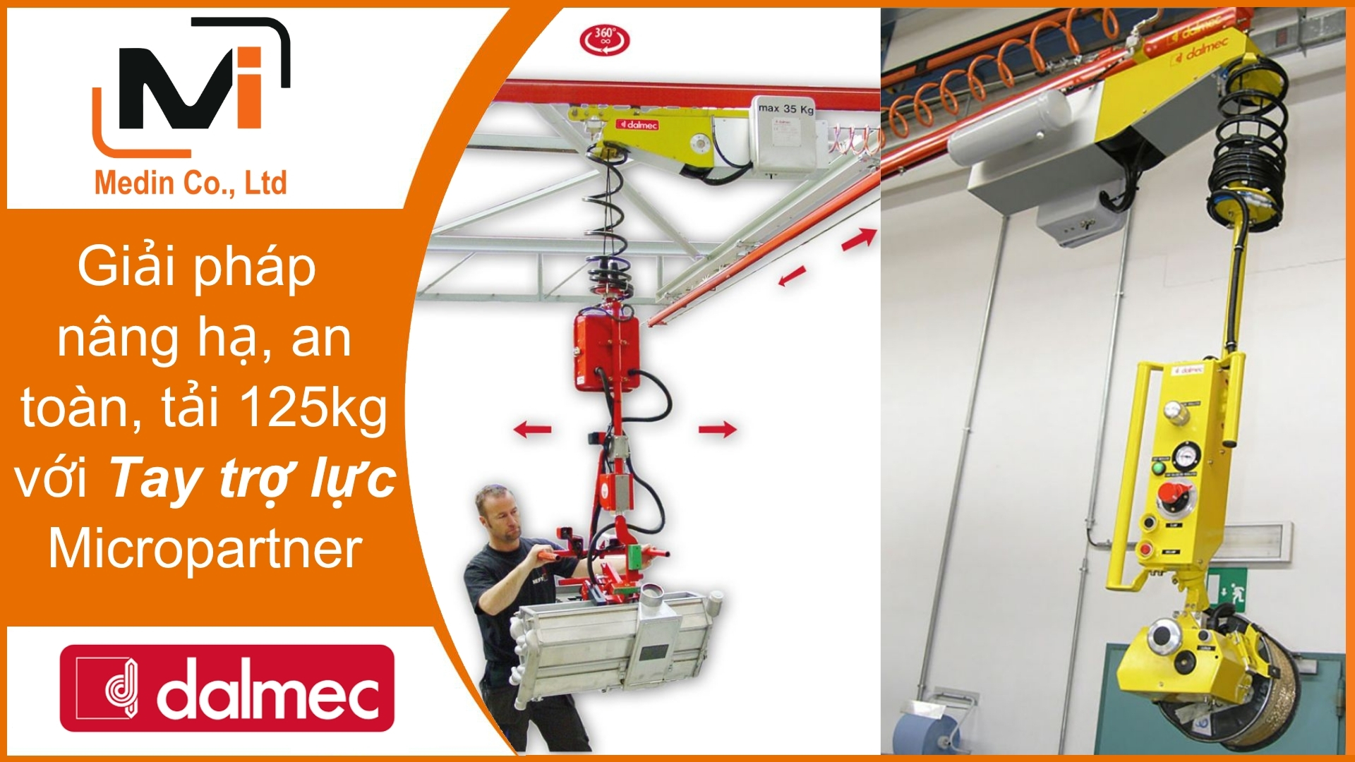 Giải pháp di chuyển cuộn dây kim loại 900kg với Bộ trợ lực Minipartner của Dalmec