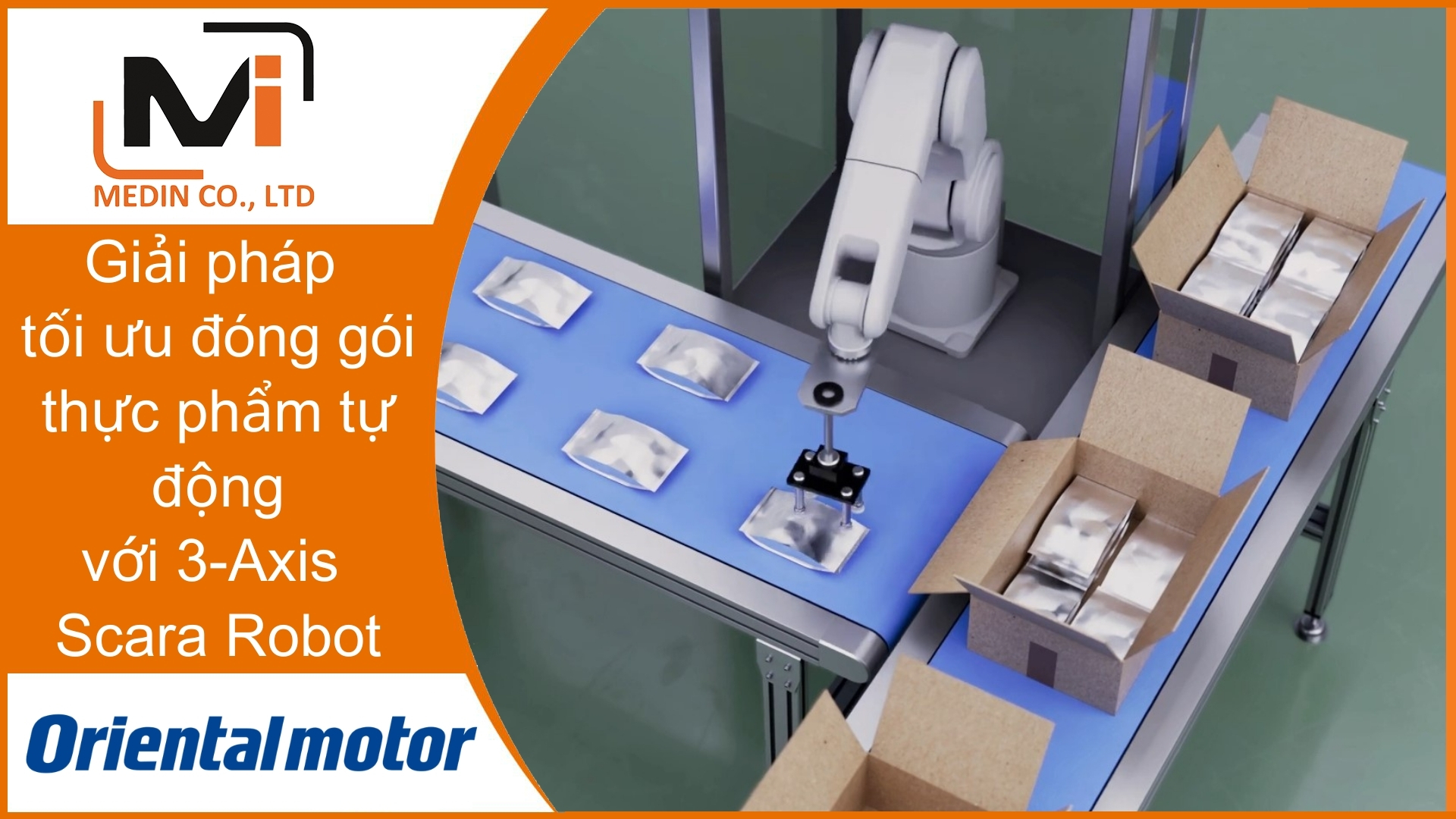 Giải pháp tối ưu đóng gói thực phẩm tự động với 3-Axis Scara Robot Oriental Motor Việt Nam