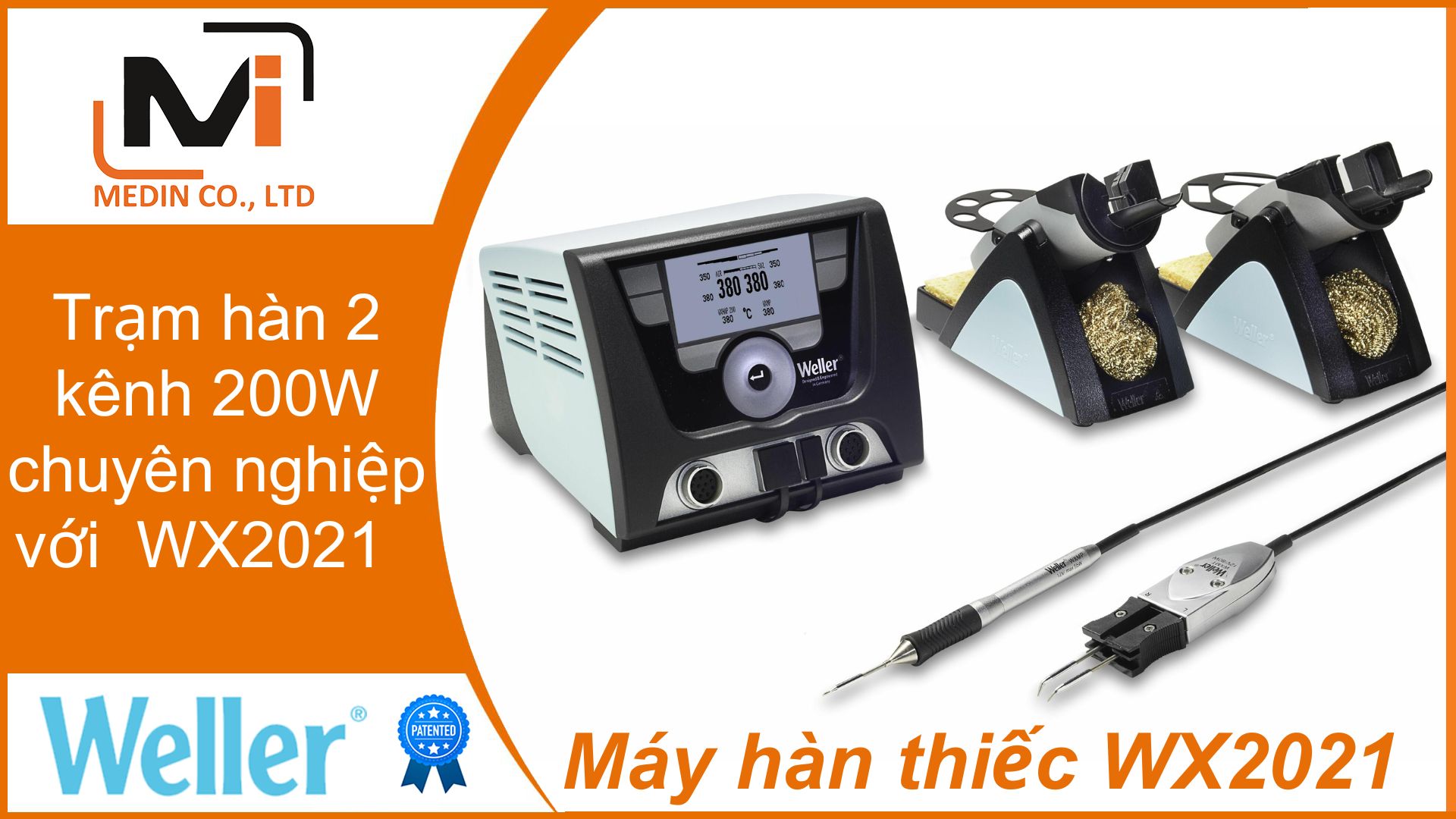Máy hàn thiếc WX2021 của Weller - Trạm hàn 2 kênh 200W chuyên nghiệp