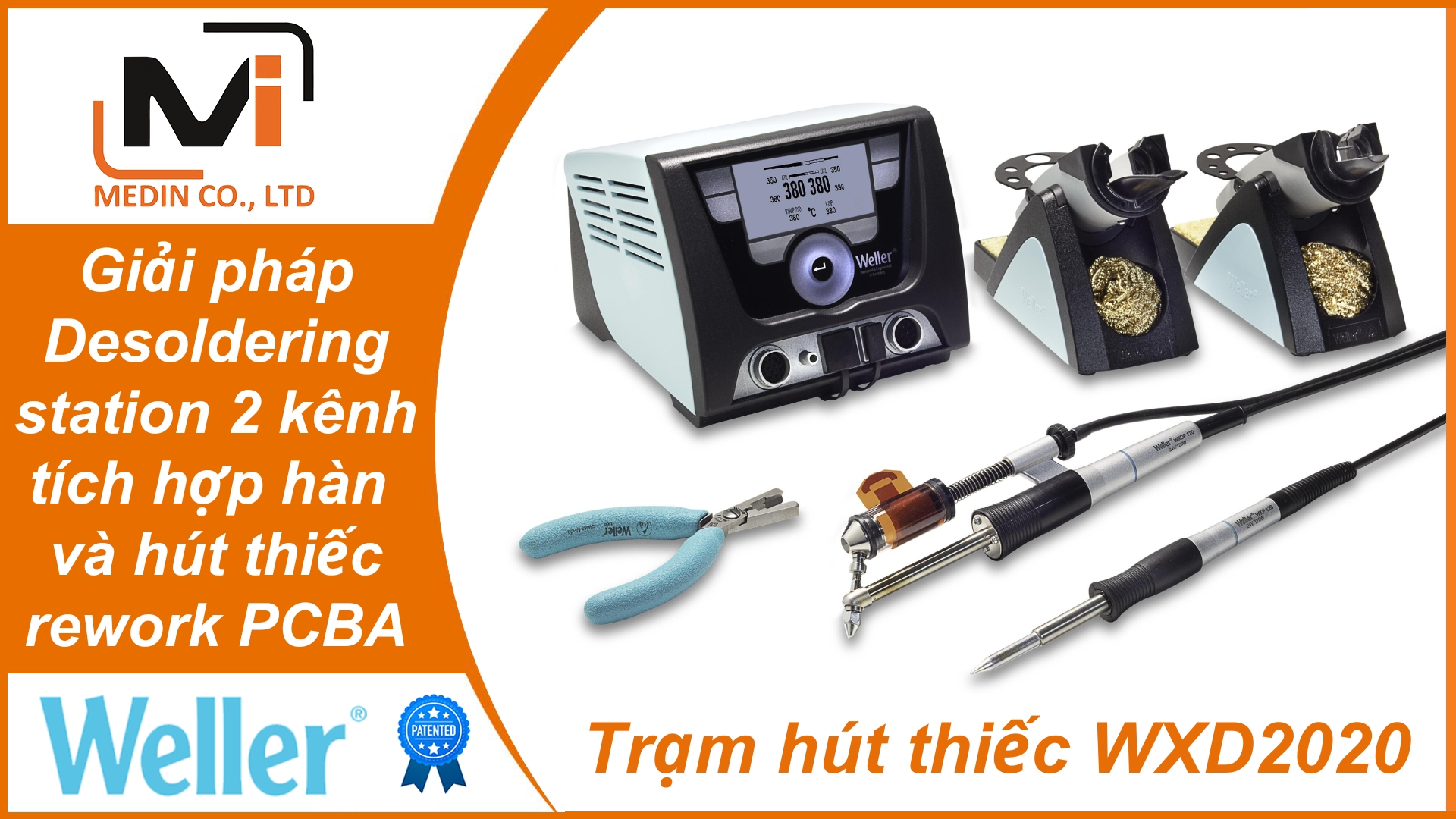 Giải pháp Desoldering 2 kênh tích hợp hàn và hút thiếc cho rework PCBA với Trạm hút thiếc Weller WXD2020