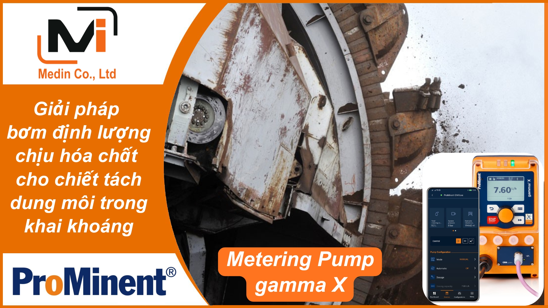 Giải pháp bơm định lượng chịu hóa chất cho chiết tách dung môi trong khai khoáng với Prominent Metering Pump gamma X