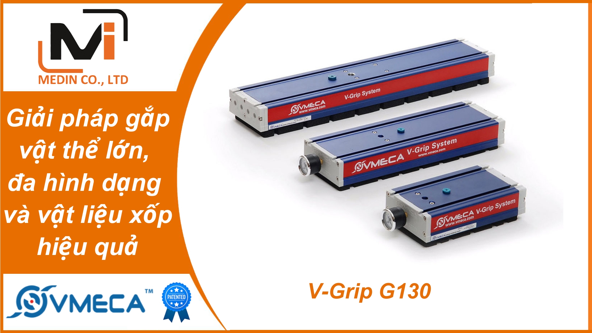 Giải pháp gắp vật thể lớn, đa hình dạng và vật liệu xốp hiệu quả bàn hút chân không Vmeca V-Grip G130