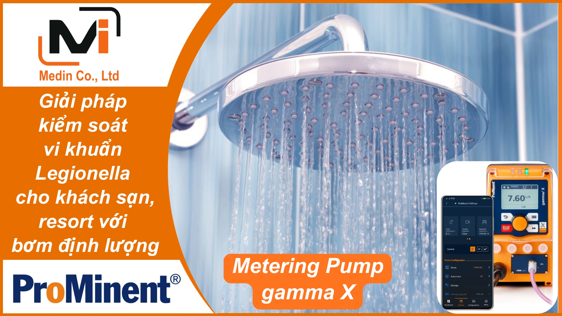 Giải pháp kiểm soát vi khuẩn Legionella cho khách sạn và resort với bơm định lượng Prominent Metering Pump gamma X