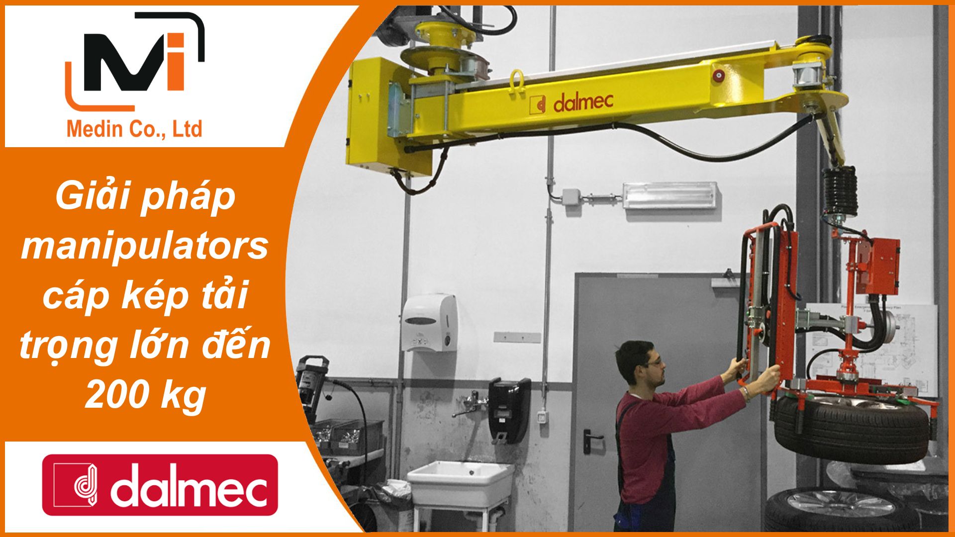 Giải pháp manipulators cáp kép tải trọng lớn đến 200 kg với Tay trợ lực Dalmec Posiplus