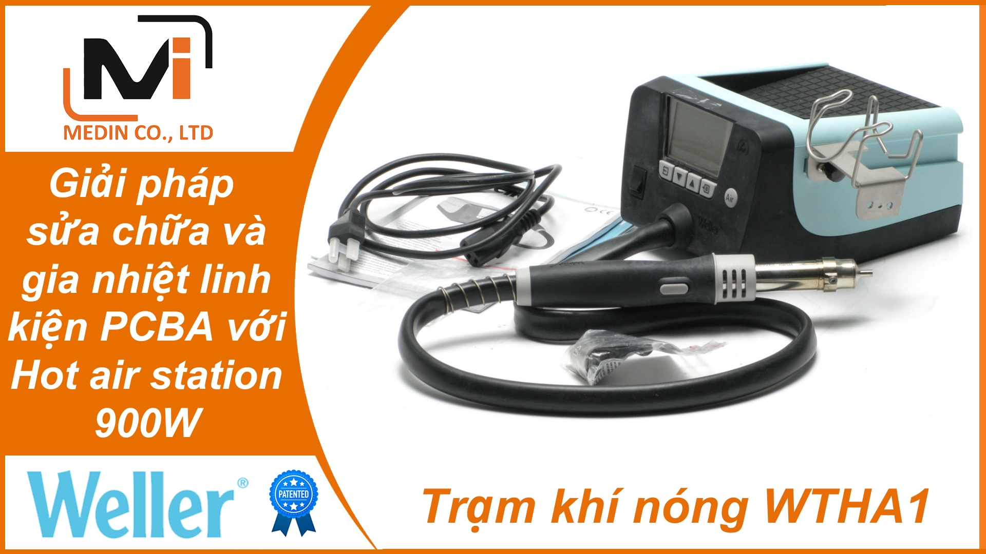 Giải pháp sửa chữa và gia nhiệt linh kiện PCBA với Hot air station 900W Trạm khí nóng Weller WTHA1 Trạm khí nóng