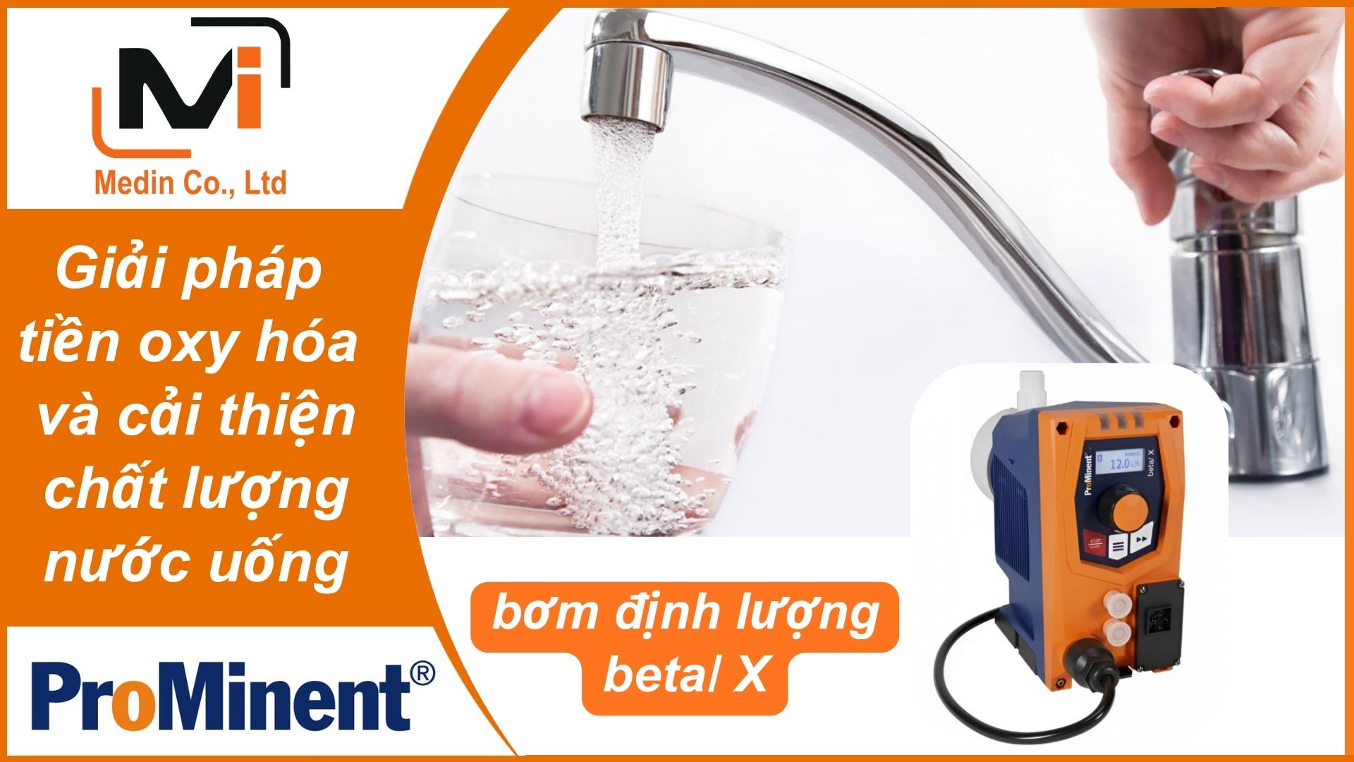 Giải pháp tiền oxy hóa và cải thiện chất lượng nước uống với bơm định lượng Prominent Metering Pump beta X