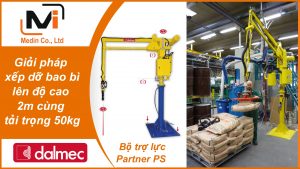 Giải pháp xếp dỡ bao bì lên độ cao 2m cùng tải trọng 50kg với Bộ trợ lực Partner PS Industrial Manipulators Dalmec