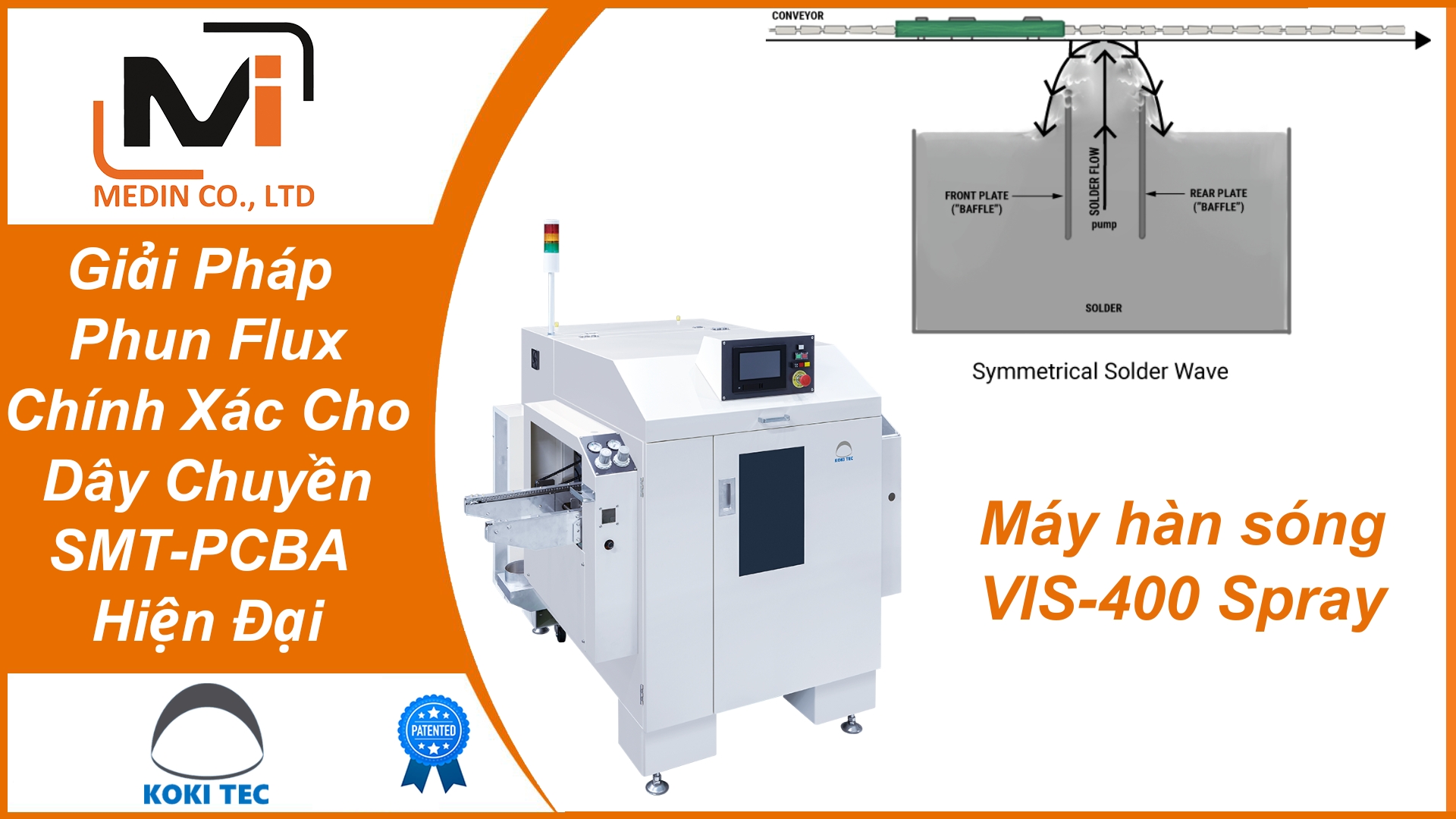 Giải Pháp Phun Flux Chính Xác Cho Dây Chuyền SMT-PCBA Hiện Đại với Máy Hàn Sóng VIS-400 Spray Koki