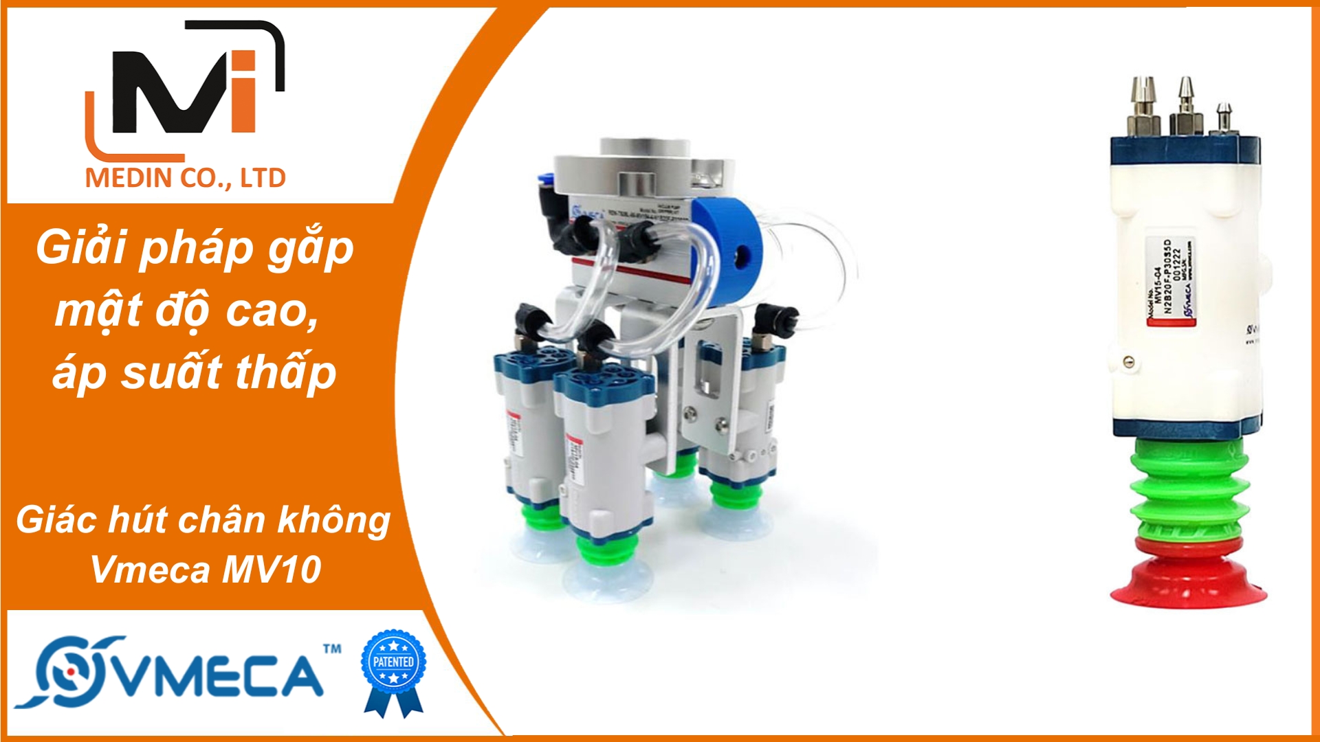 Giải pháp gắp mật độ cao, áp suất thấp – Giác hút chân không Vmeca MV10 Magic Gripper
