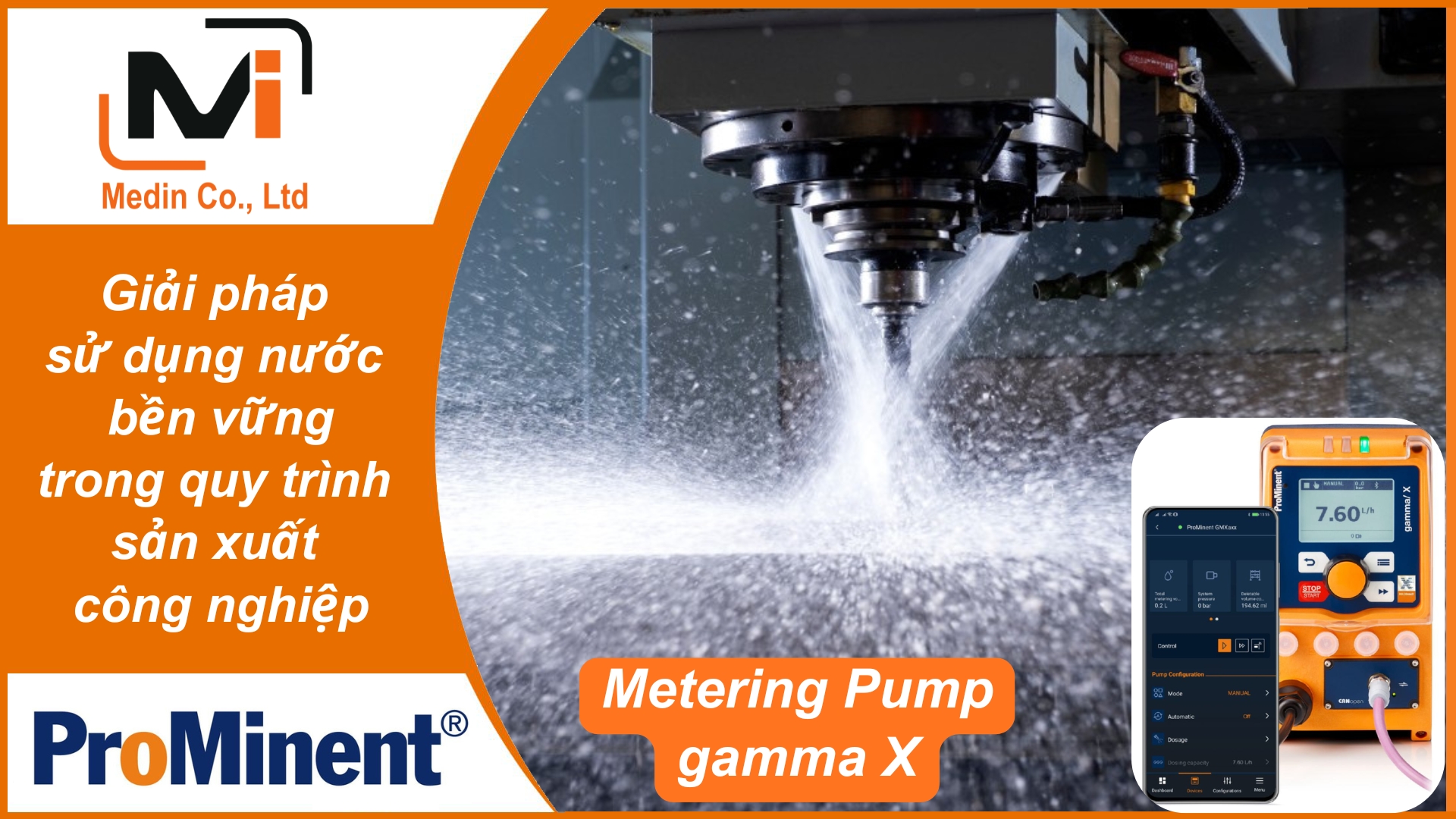 Giải pháp sử dụng nước bền vững trong quy trình sản xuất công nghiệp với bơm định lượng Prominent Metering Pump gamma X