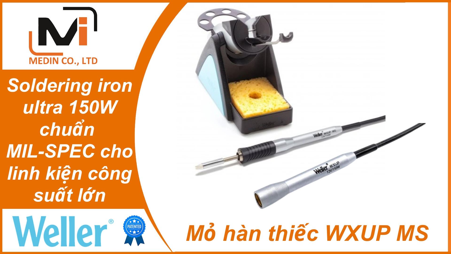 Mỏ hàn thiếc Weller WXUP MS Soldering iron ultra 150W chuẩn MIL-SPEC cho linh kiện công suất lớn