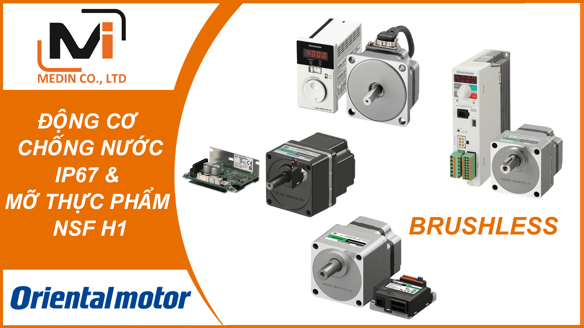 ĐỘNG CƠ CHỐNG NƯỚC IP67 & MỠ THỰC PHẨM NSF H1 CHO MÁY CHẾ BIẾN THỰC PHẨM VỚI BRUSHLESS ORIENTAL MOTOR