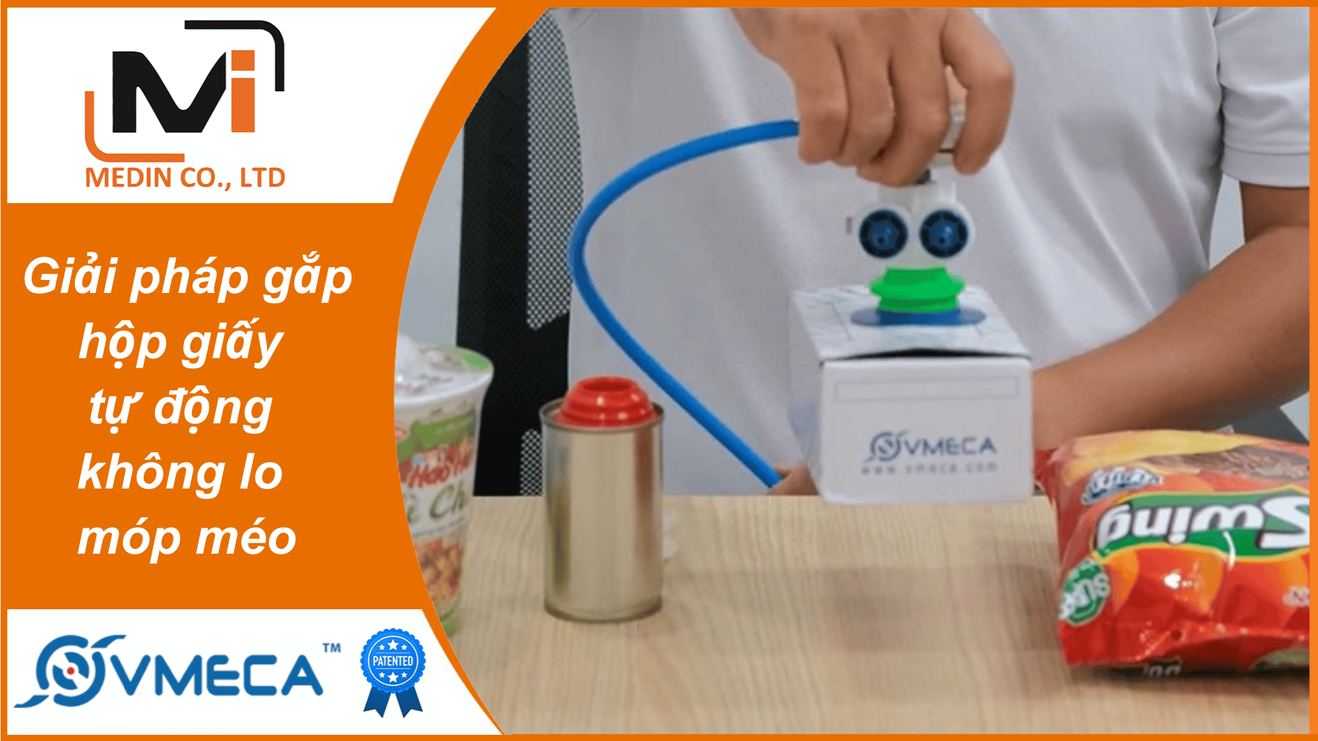 Giải pháp gắp hộp giấy tự động không lo móp méo – Giác hút chân không Vmeca MC20D Magic Gripper