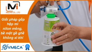 Giải pháp gắp hộp mì nilon mỏng, bề mặt gồ ghề không xì khí – Giác hút chân không Vmeca MC20D Magic Gripper